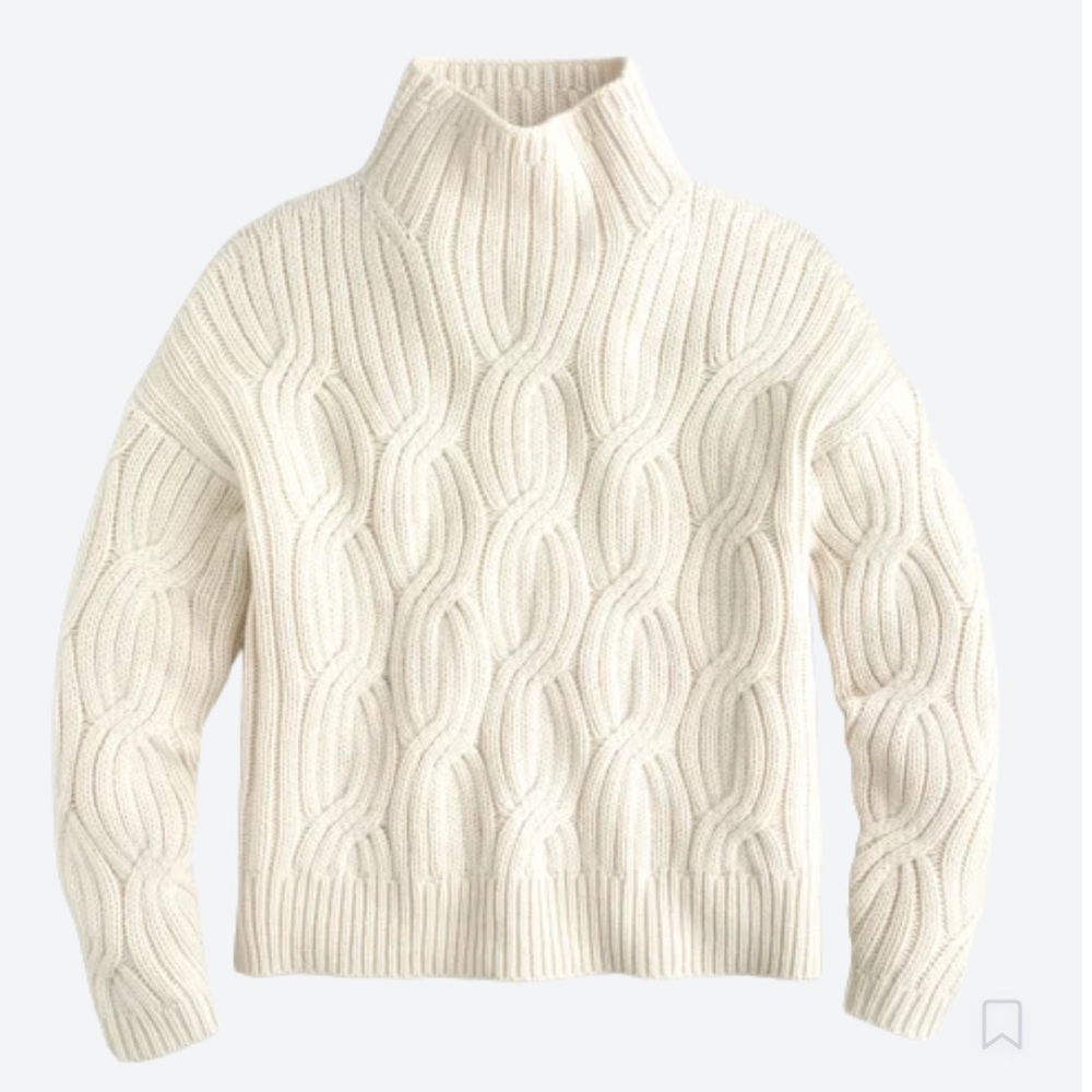 J. Crew Collection 100% Cashmere Chunky Cable Knit Turtleneck Sweater K2949 - S
